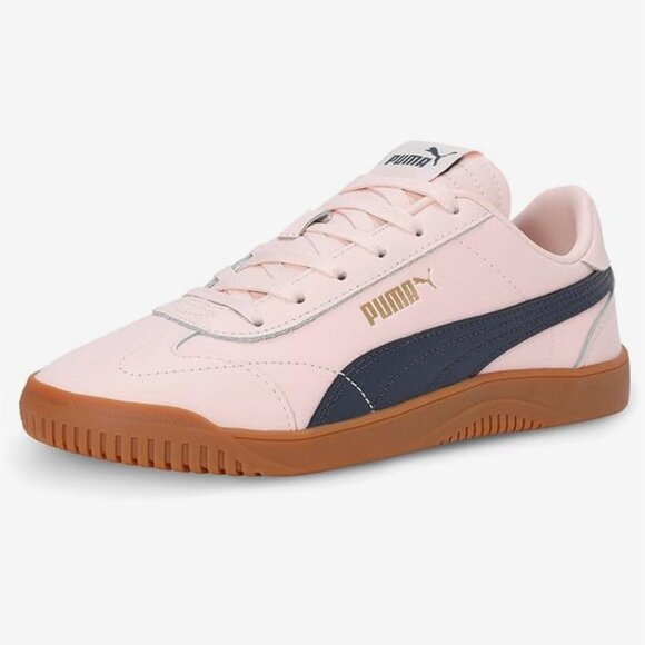 PUMA CLUB 5V5 Island Pink-Galactic Gray-GoldLEATHER LOW TOP TRAINERS - Picture 2 of 16